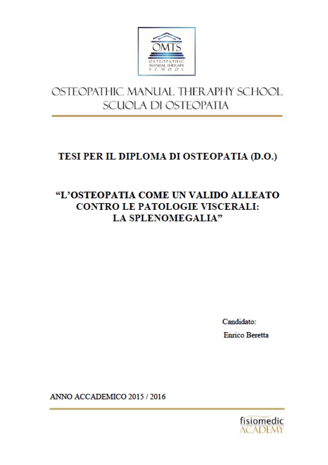 Enrico Beretta Tesi Diploma Osteopatia 2016