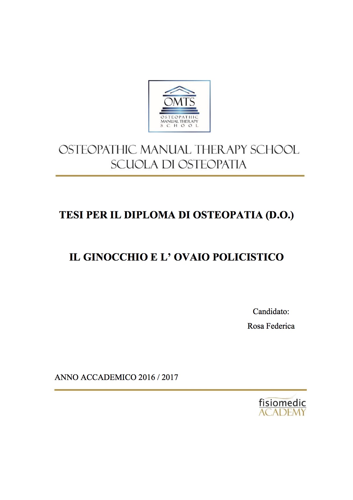 Federica Rosa Tesi Diploma Osteopatia 2017