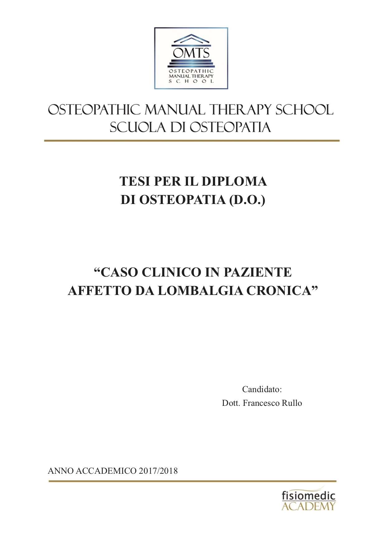 Francesco Rullo Tesi Diploma Osteopatia 2018