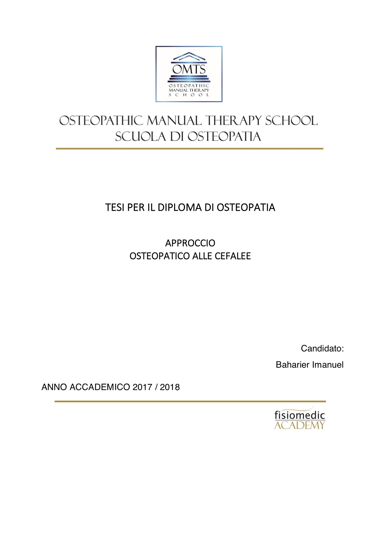 Imanuel Baharier Tesi Diploma Osteopatia 2018