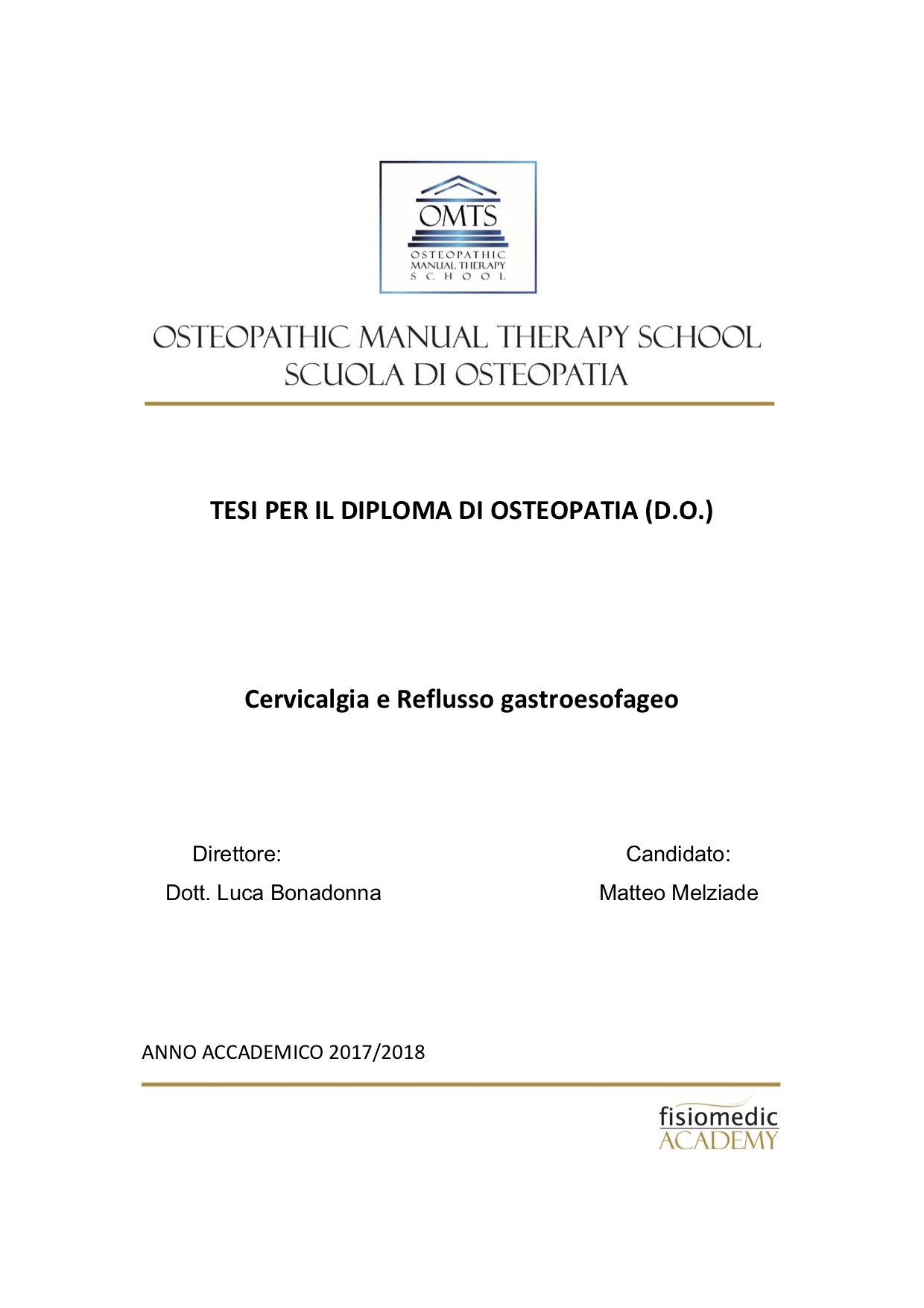 Matteo Melziade Tesi Diploma Osteopatia 2018