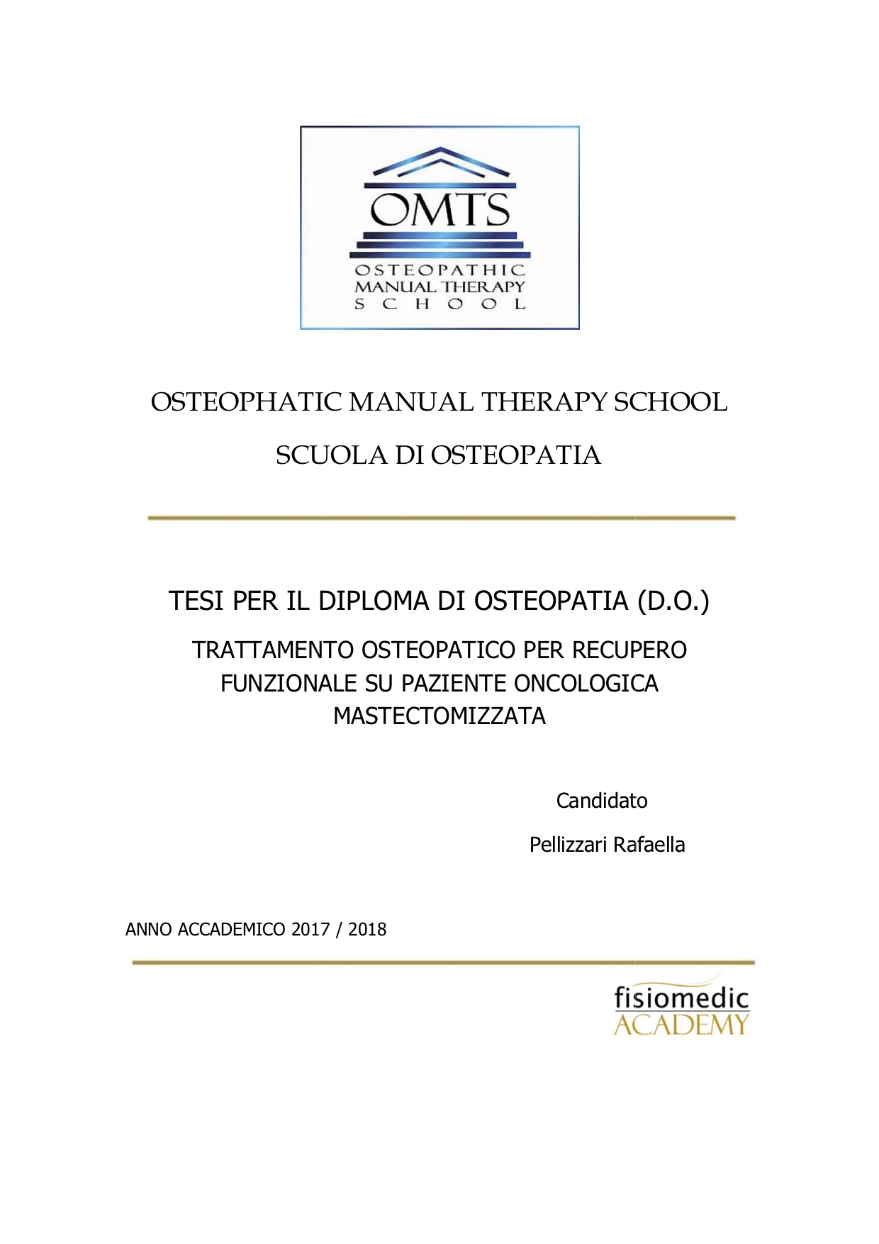 Rafaella Pellizzari Tesi Diploma Osteopatia 2018