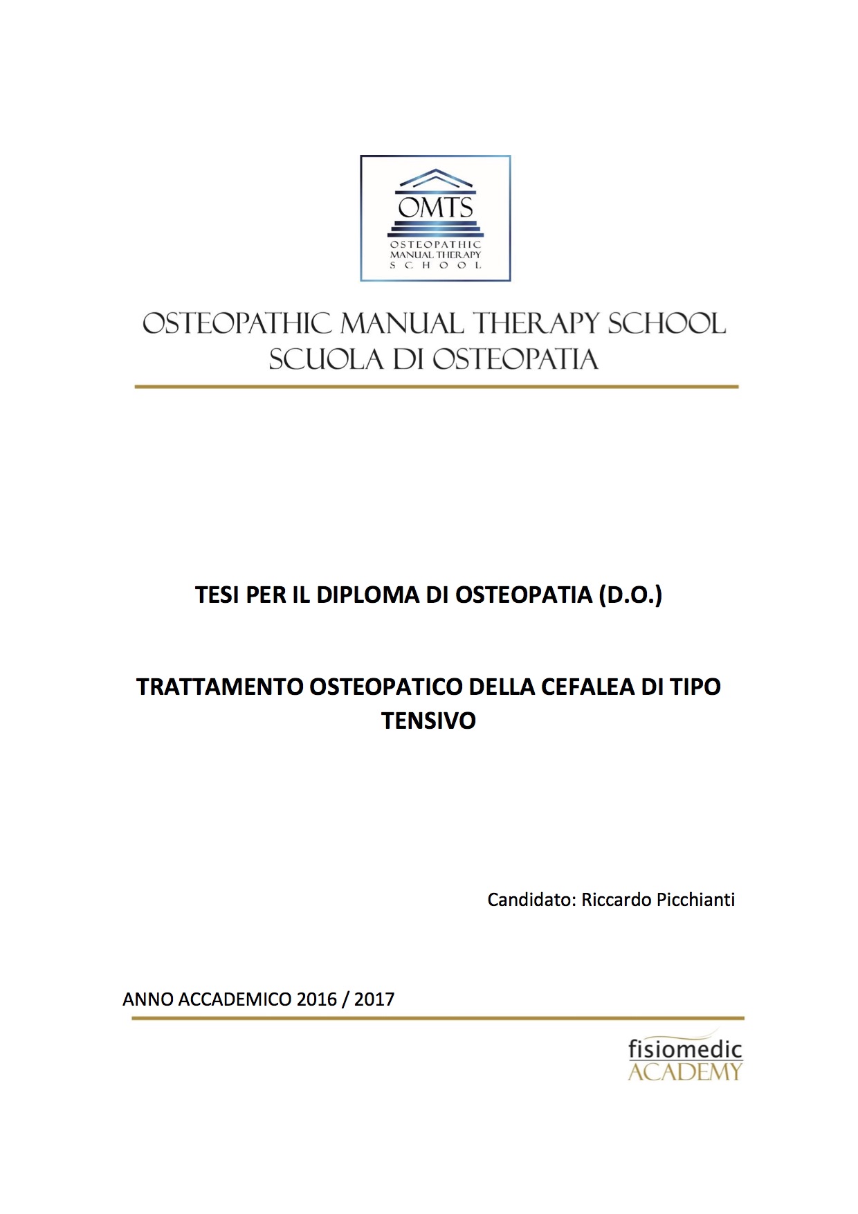 Riccardo Picchianti Tesi Diploma Osteopatia 2017