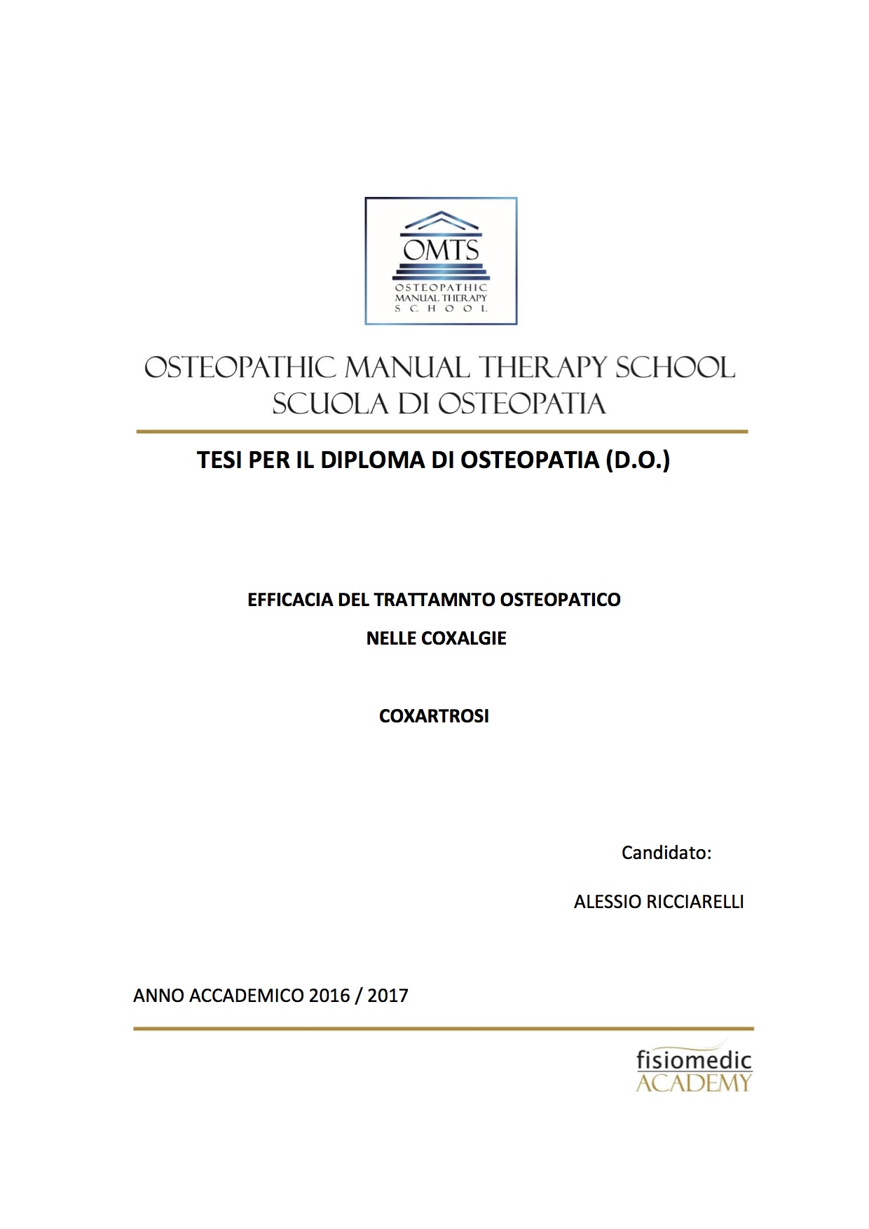 Alessio Ricciarelli Tesi Diploma Osteopatia 2017