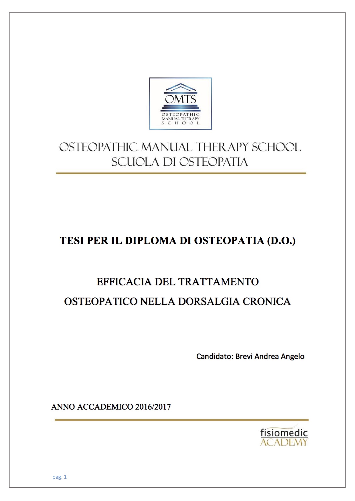Andrea Angelo Brevi Tesi Diploma Osteopatia 2017