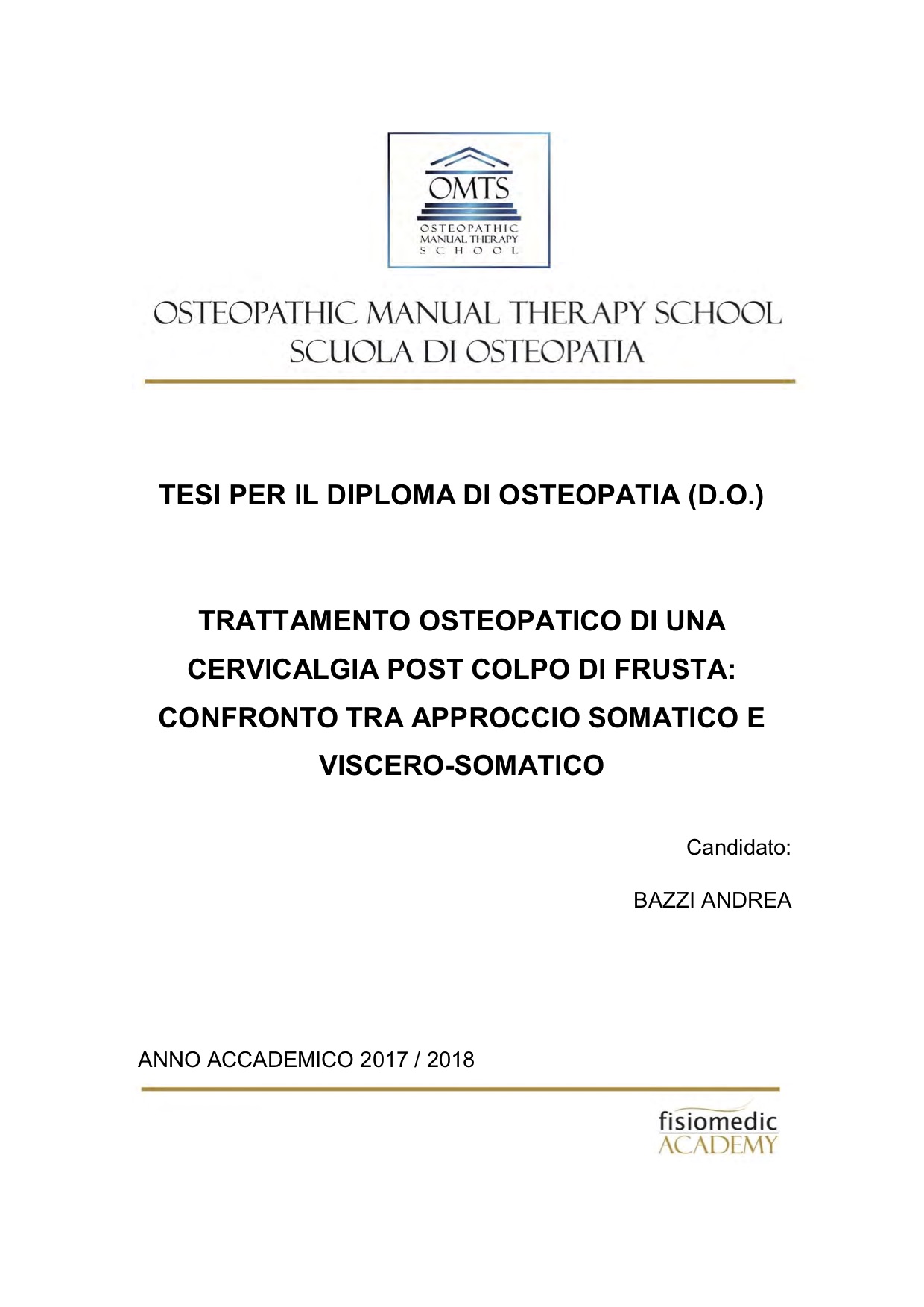 Andrea Bazzi Tesi Diploma Osteopatia 2018