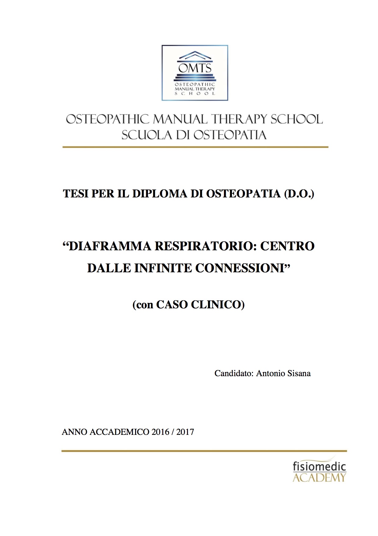 Antonio Sisana Tesi Diploma Osteopatia 2017