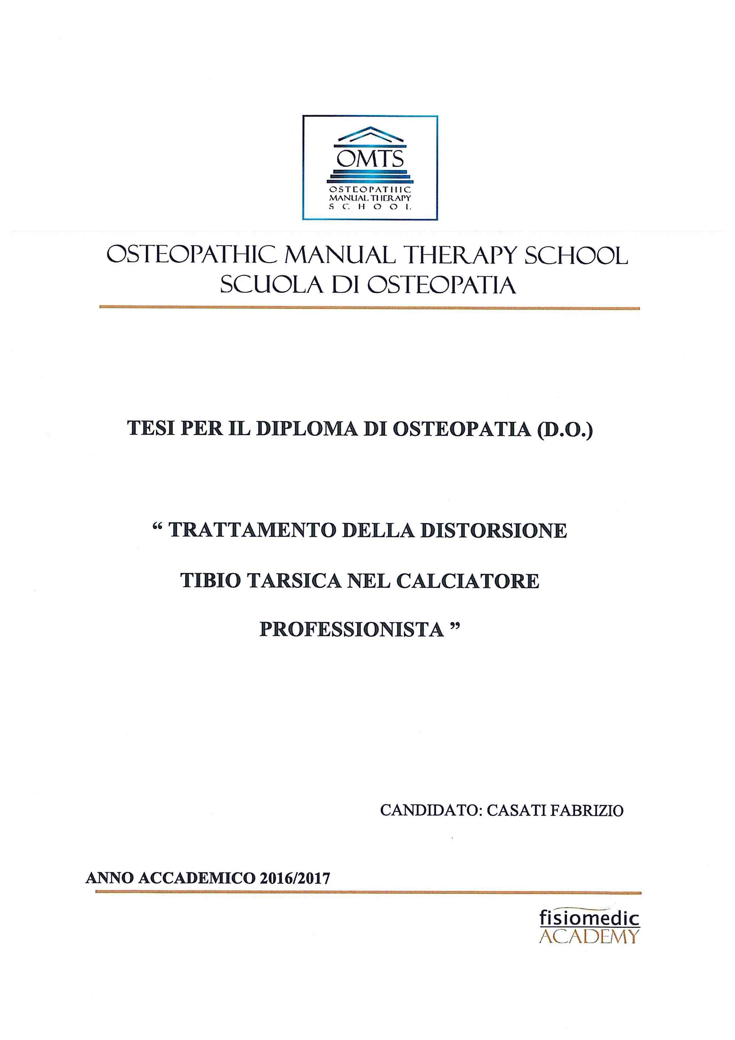 Fabrizio Casati Tesi Diploma Osteopatia 2017