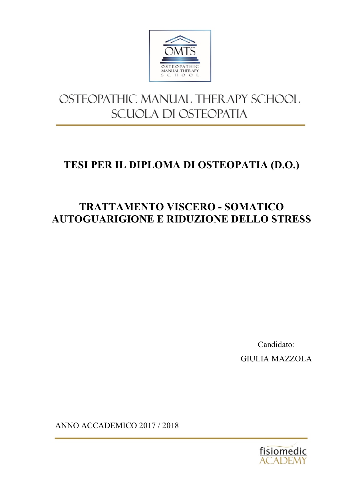 Giulia Mazzola Tesi Diploma Osteopatia 2018