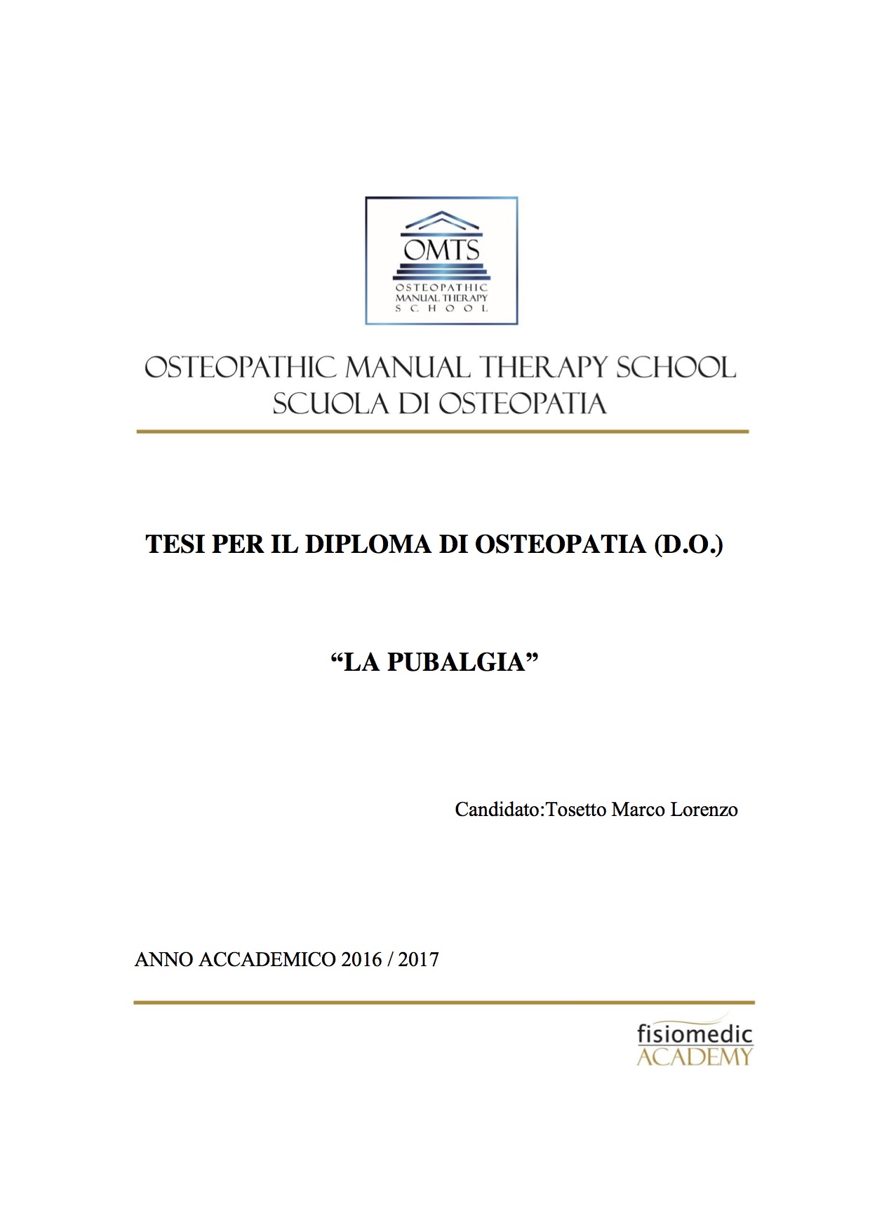 Marco Tosetto Tesi Diploma Osteopatia 2017