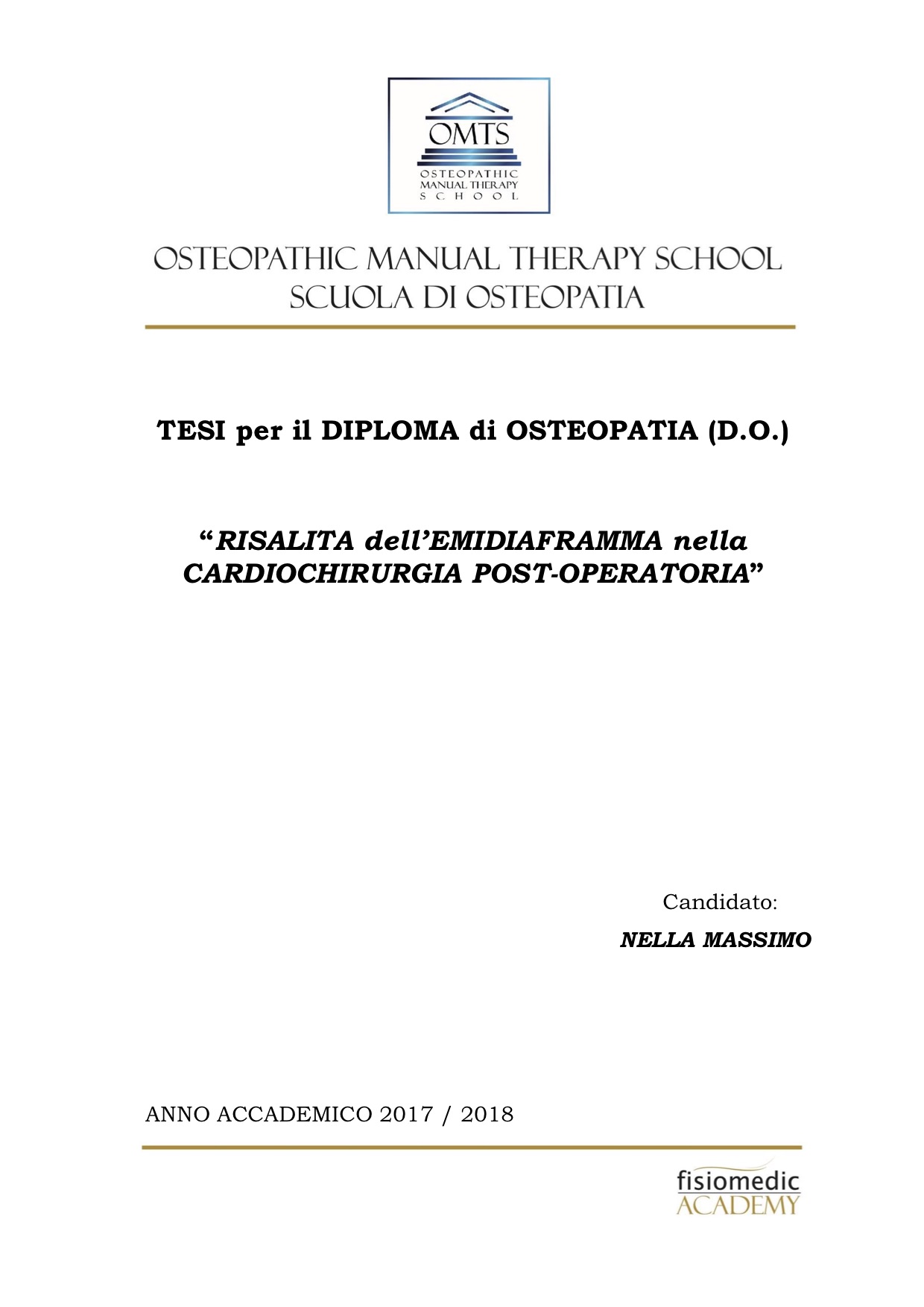 Massimo Nella Tesi Diploma Osteopatia 2018